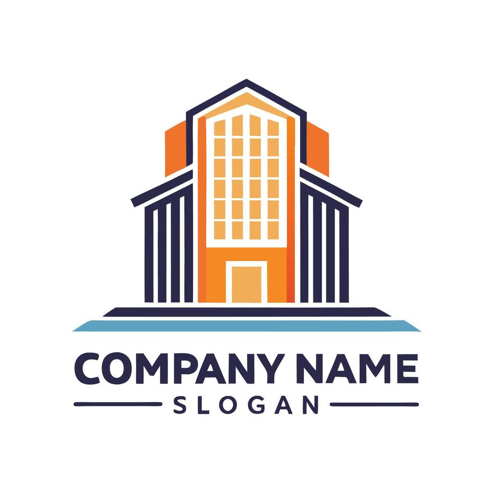 modern building with orange and blue color scheme vector