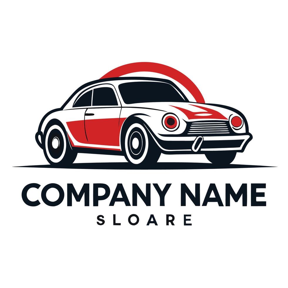 a red and white car logo design vector