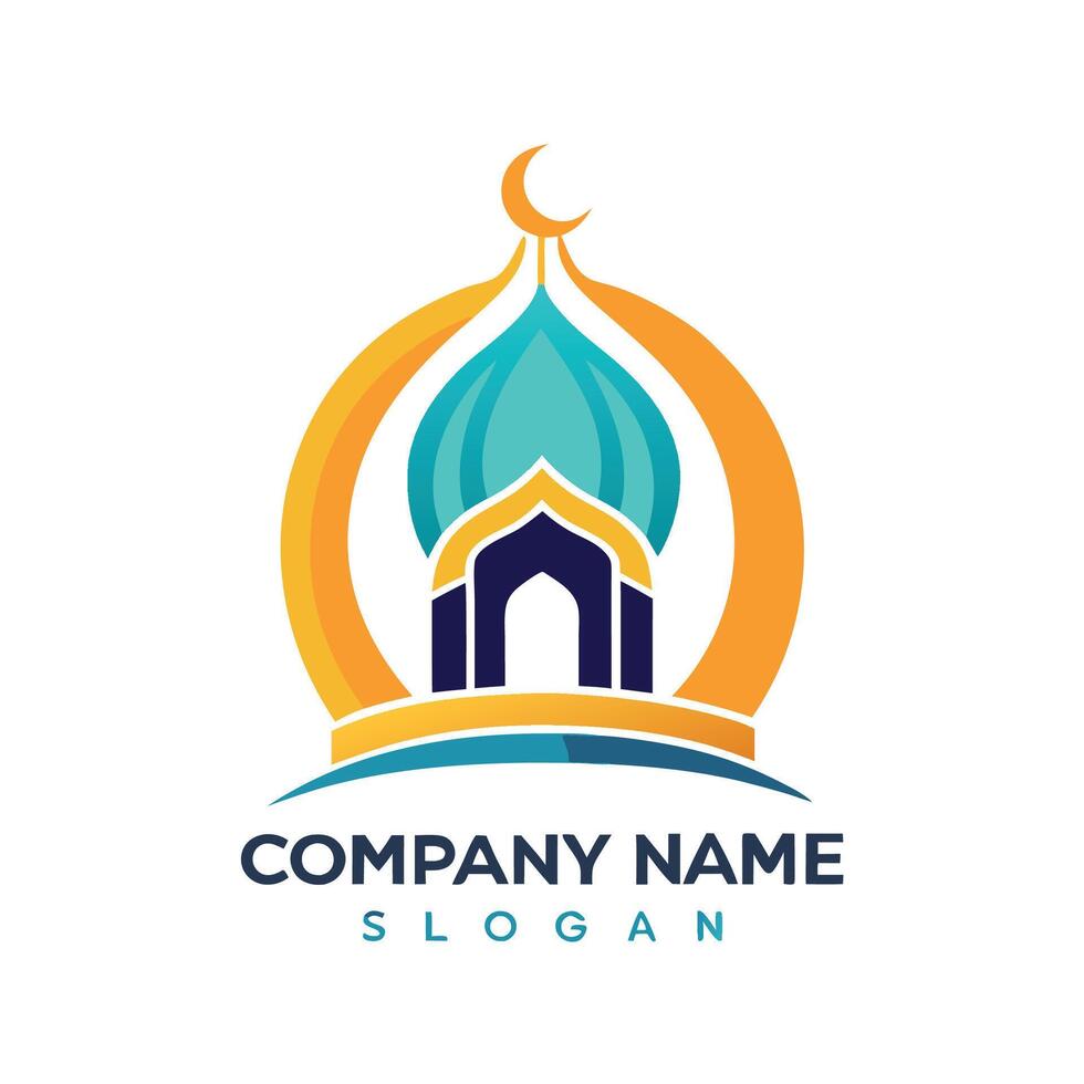 islamic mosque logo design template, vector