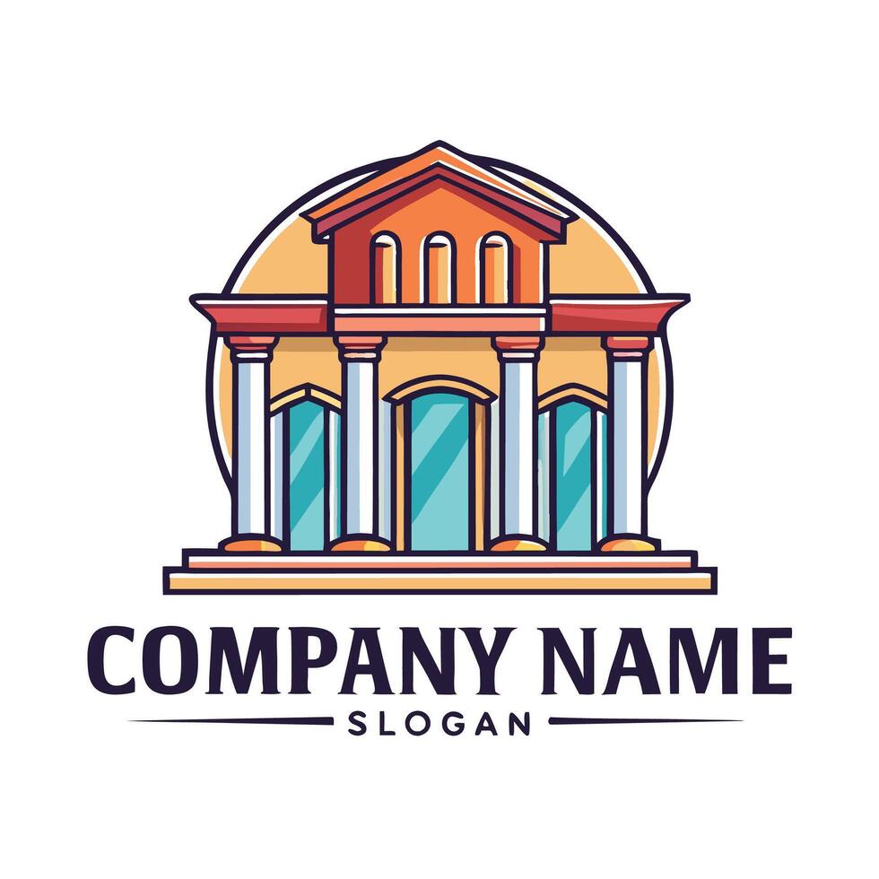 a building with a window and a door logo vector
