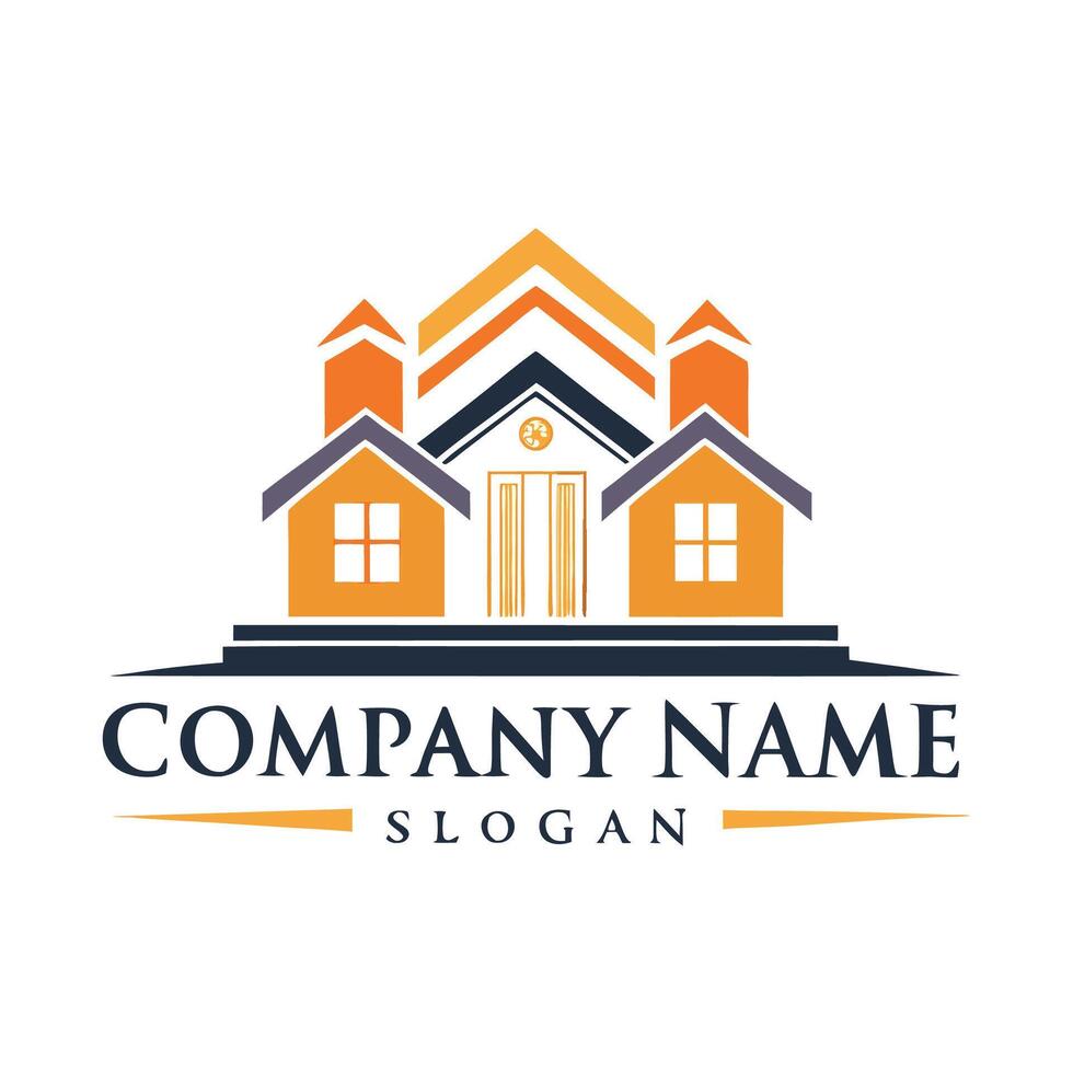 real estate company logo design template white background, vector