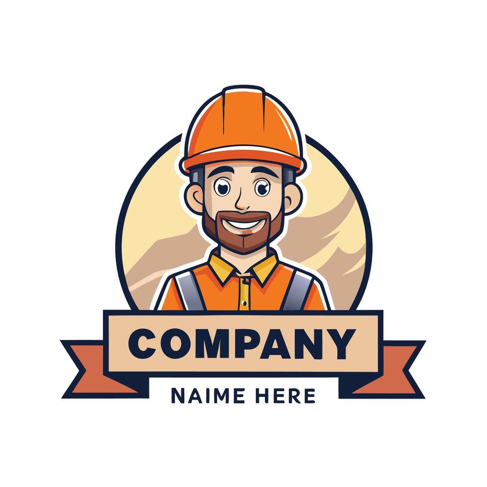 a construction worker with a hard hat and beard vector