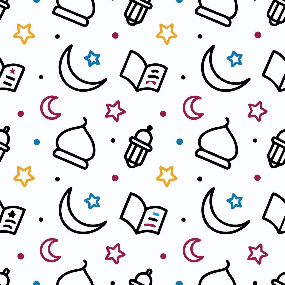 ramadan seamless pattern with crescent and stars vector