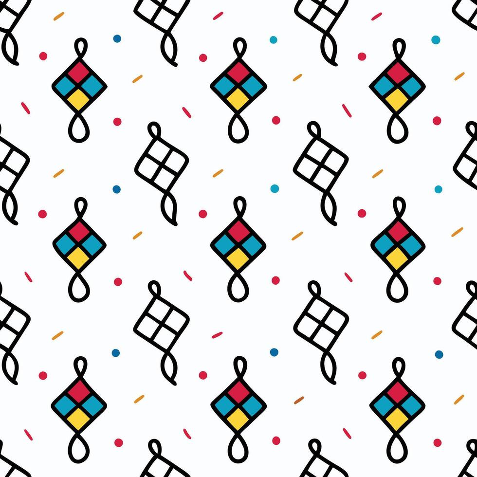 a pattern with colorful squares and triangles white background, vector
