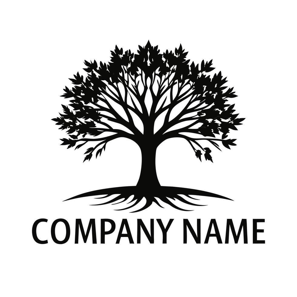 a black and white logo for company with tree vector