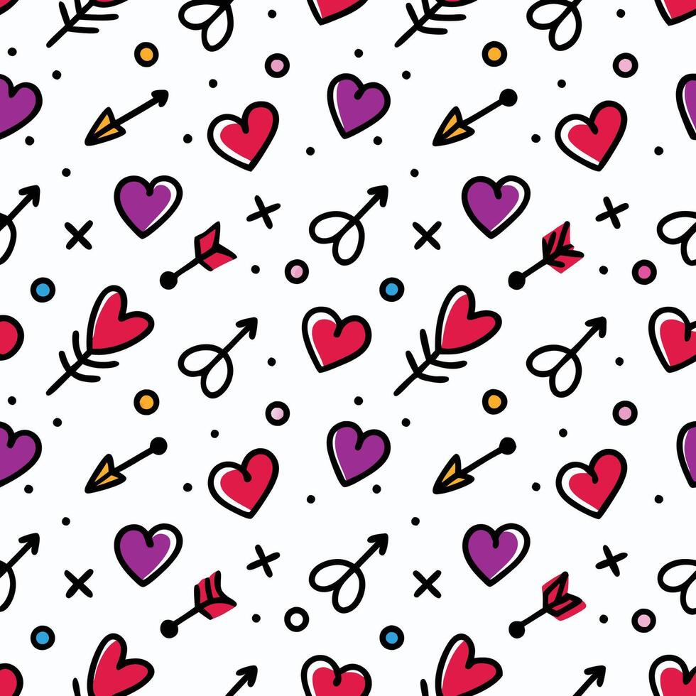 a pattern with hearts and arrows on vector