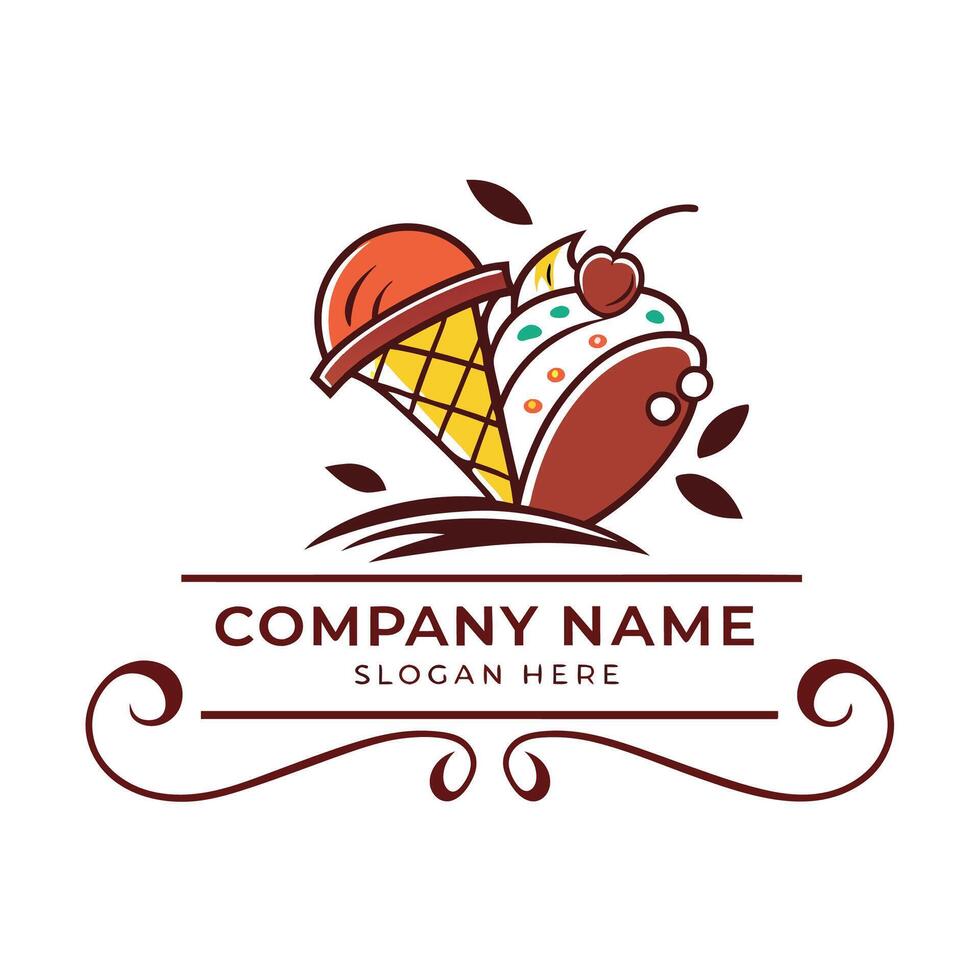 ice cream logo design template vector
