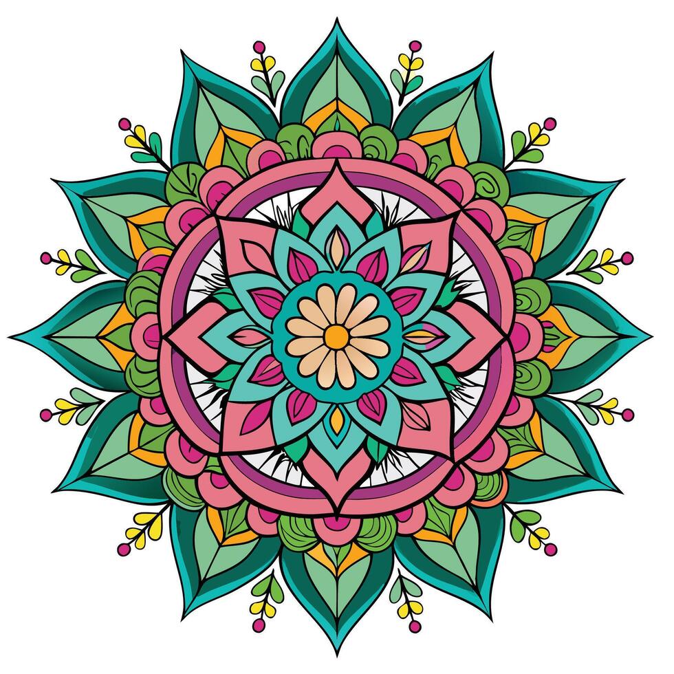 a colorful flower design with a circular center white background, vector