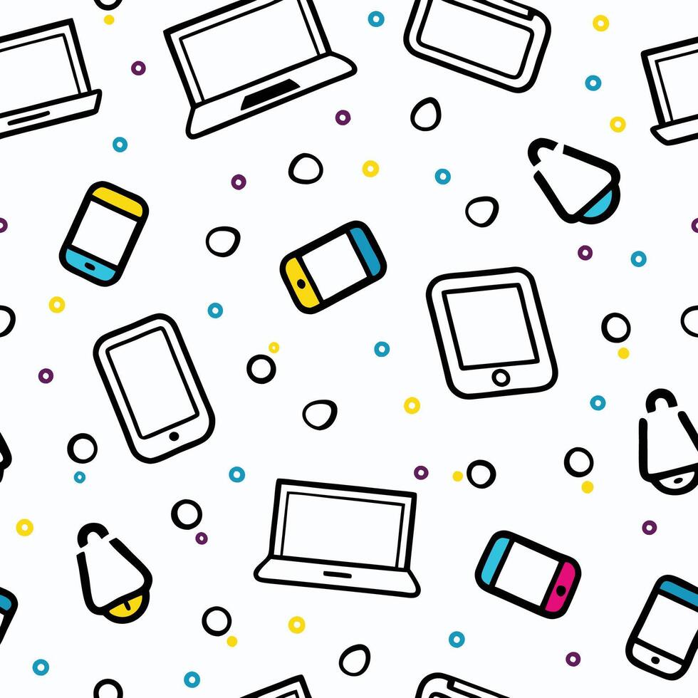 seamless pattern with electronic devices and gadgets vector