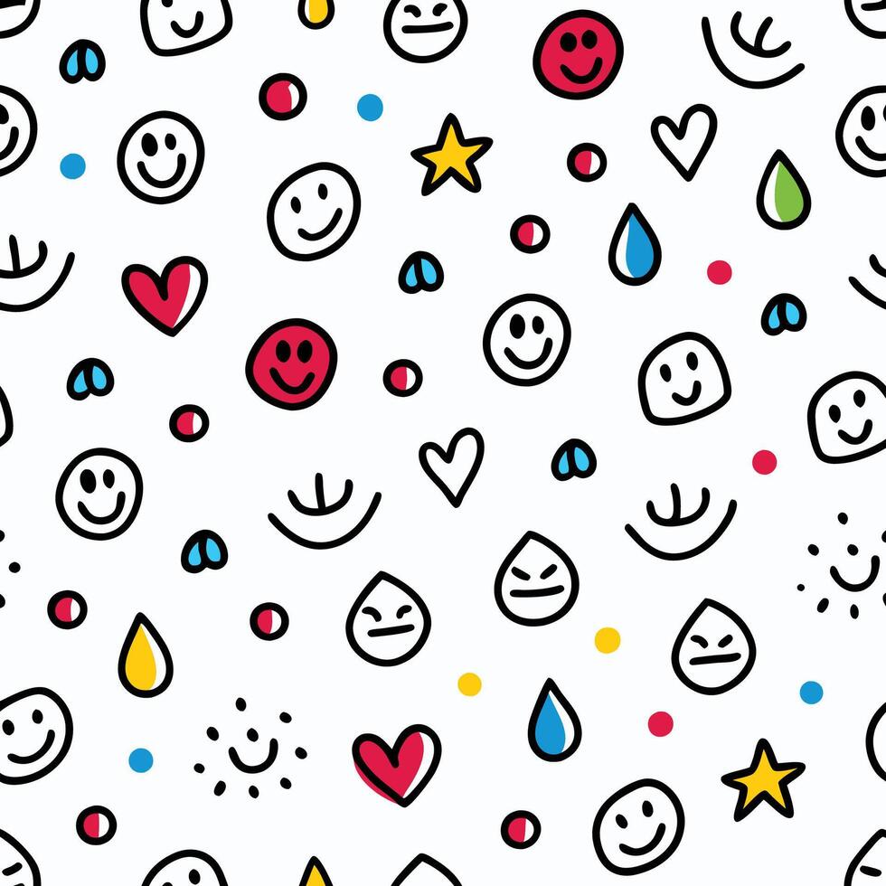 smiley faces and raindrops pattern vector