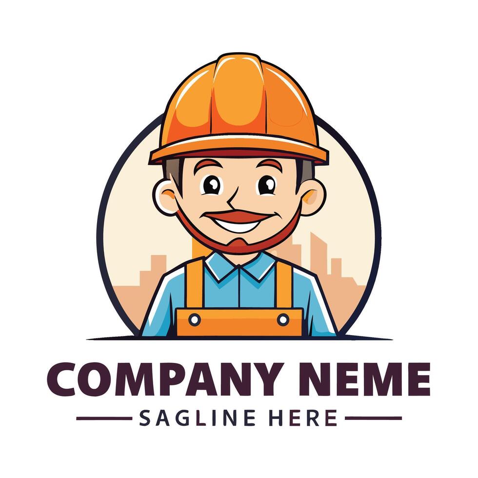 a cartoon man in a hard hat and overalls white background vector