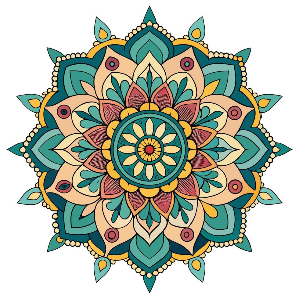 a colorful flower design in the center of a circle vector