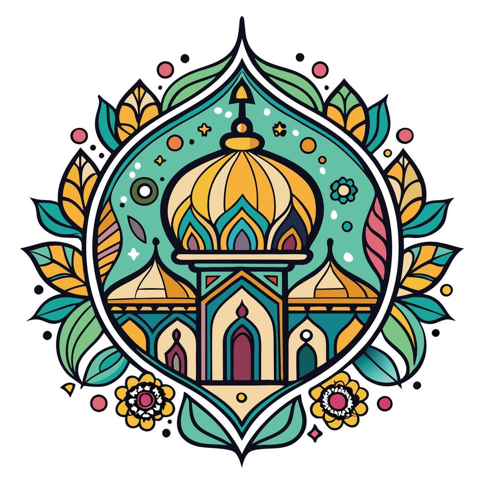islamic mosque white background illustration. vector