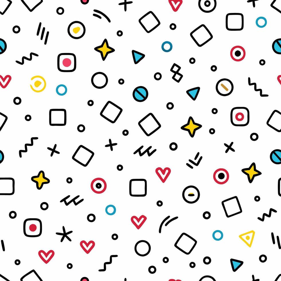 seamless pattern with geometric shapes and hearts vector