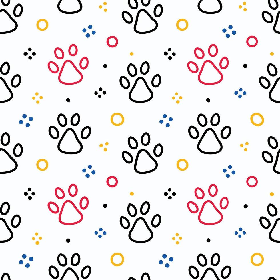 seamless pattern with dog paw prints vector