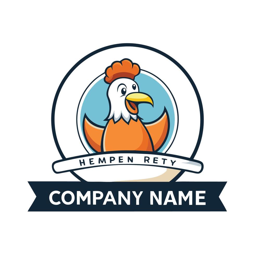 a cartoon chicken logo for a company name vector