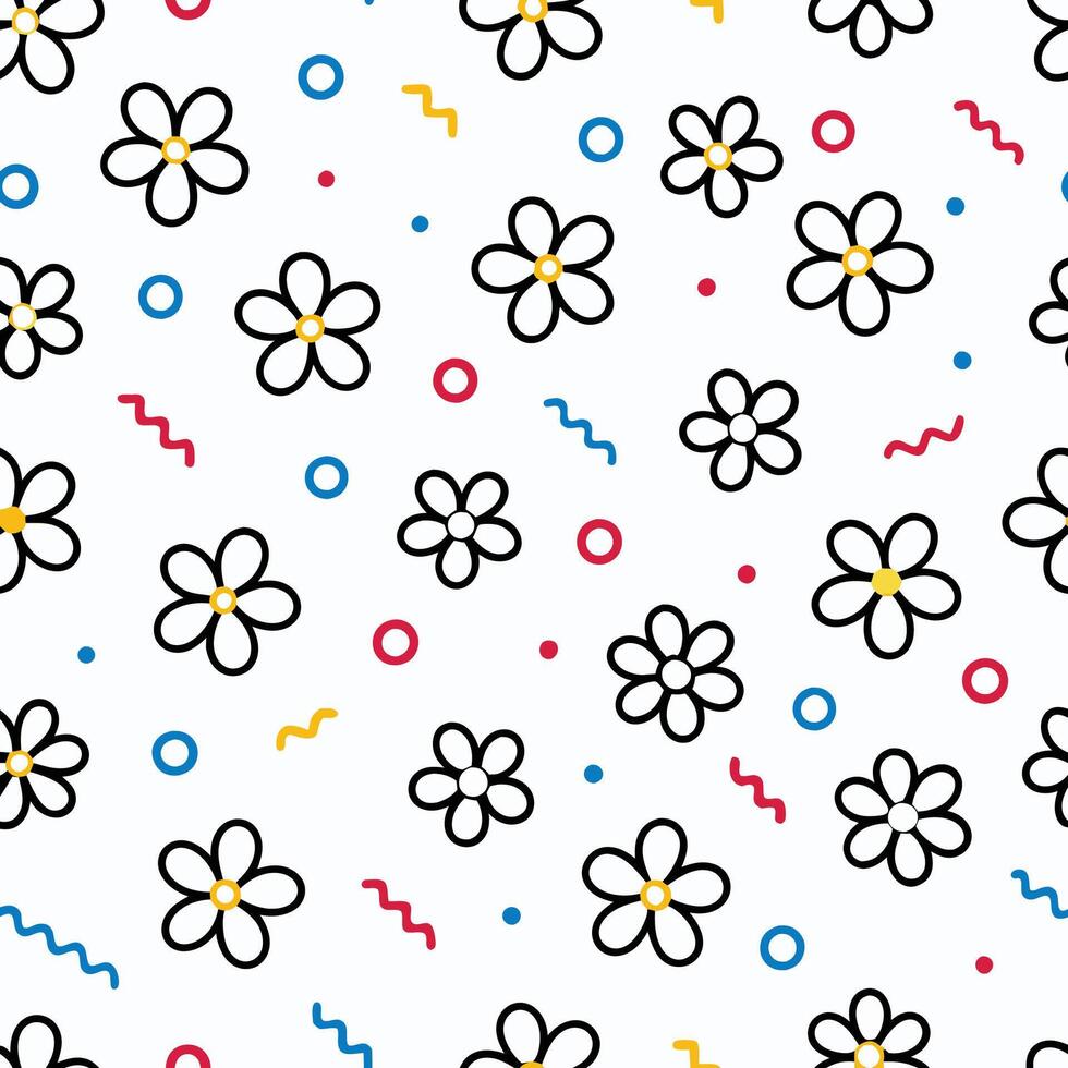 a pattern with flowers and geometric shapes, vector