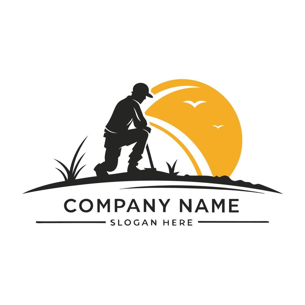a man sitting on a hill with a sunset behind him vector