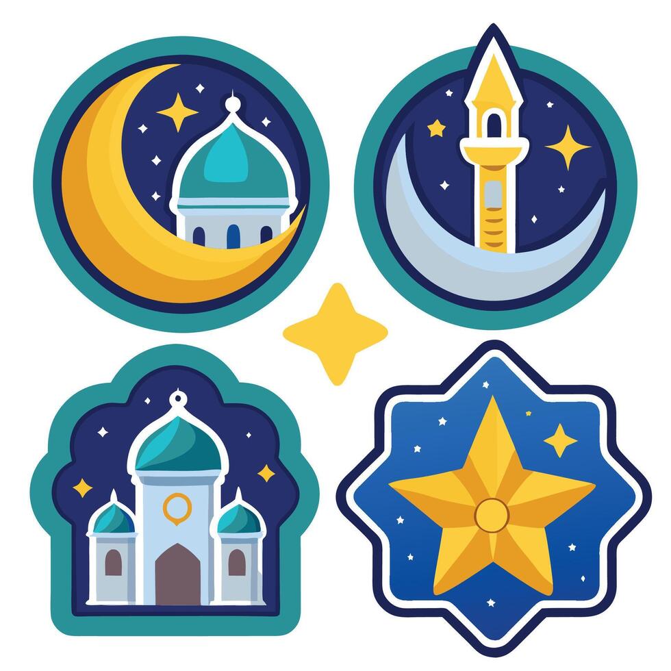 ramadan islamic festival set of icons illustration vector