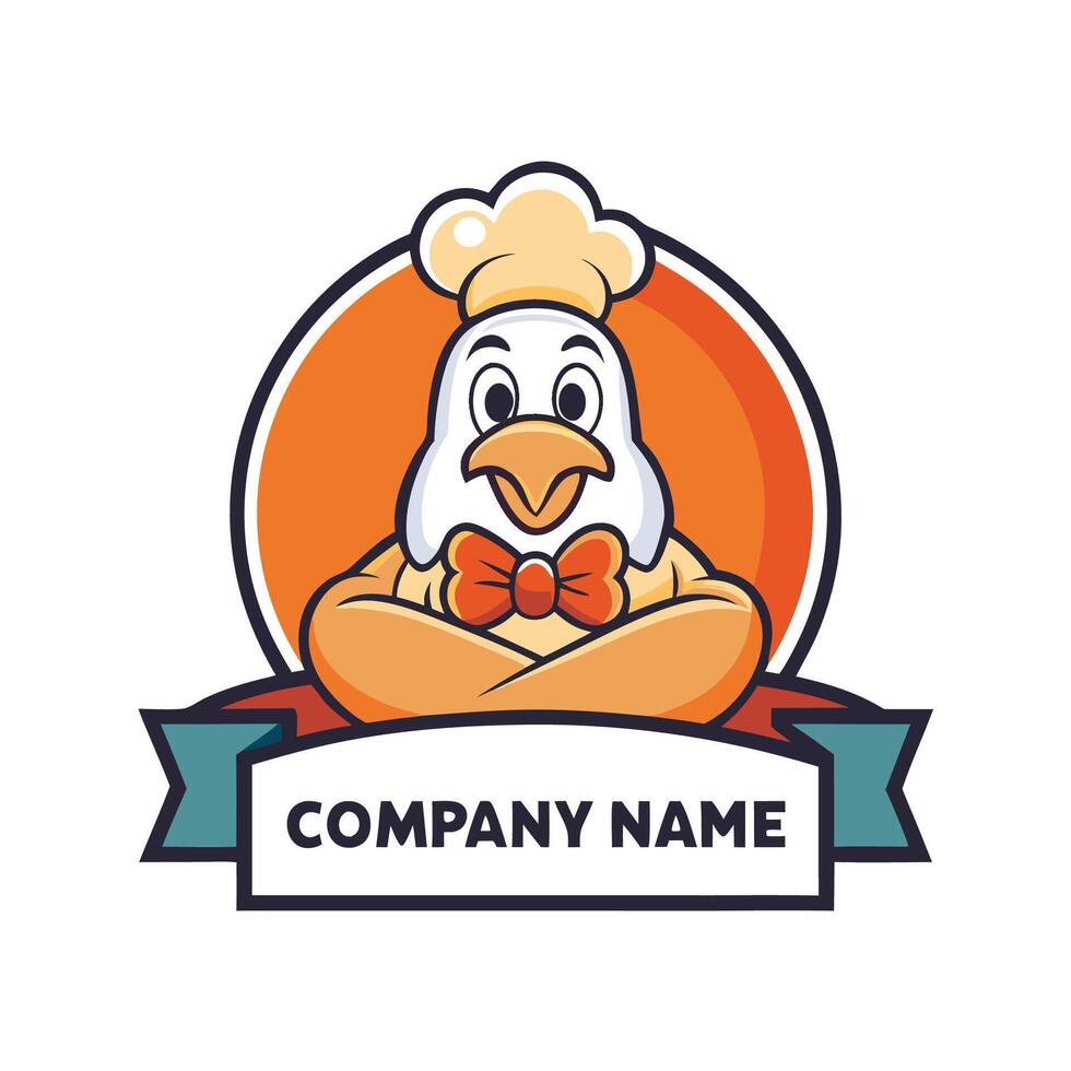a cartoon chicken wearing a chef hat, vector