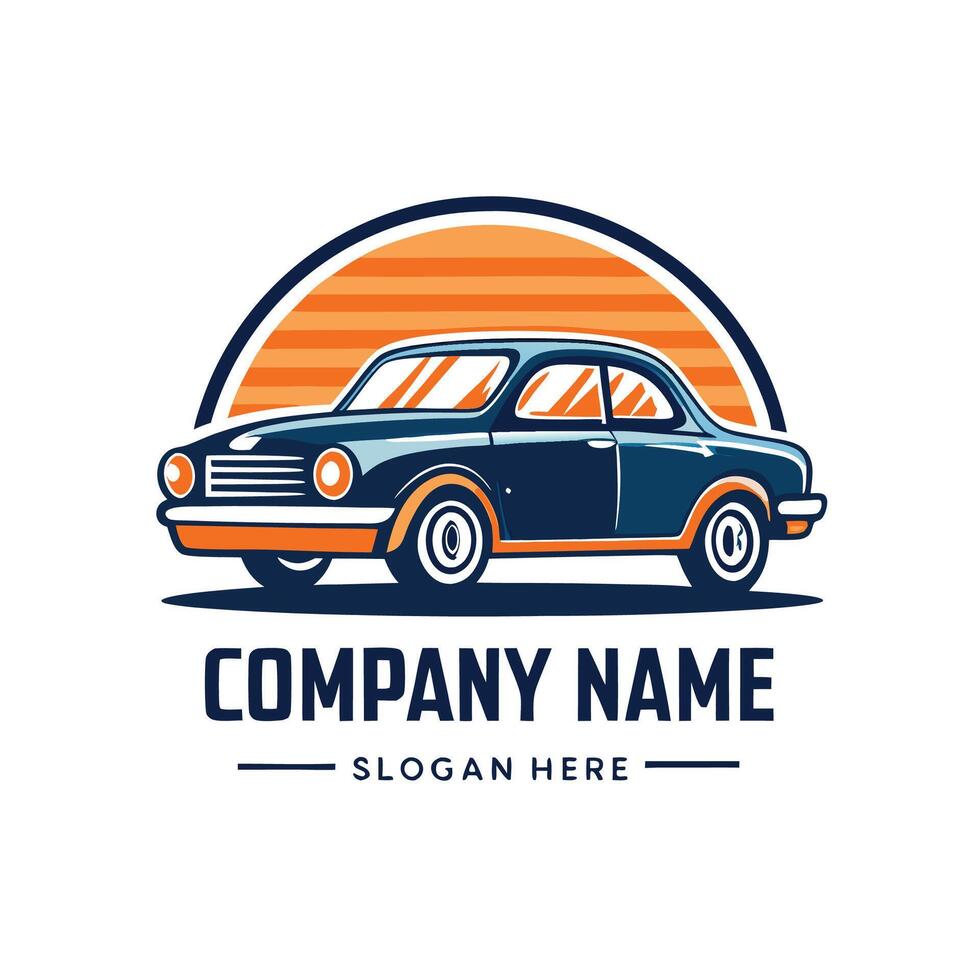 retro car logo template, retro car logo design, vector
