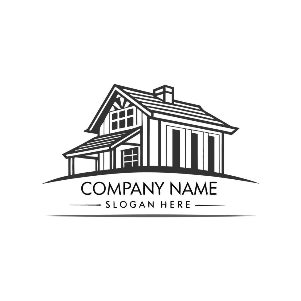 a black and white logo for a company that is called farmhouse vector
