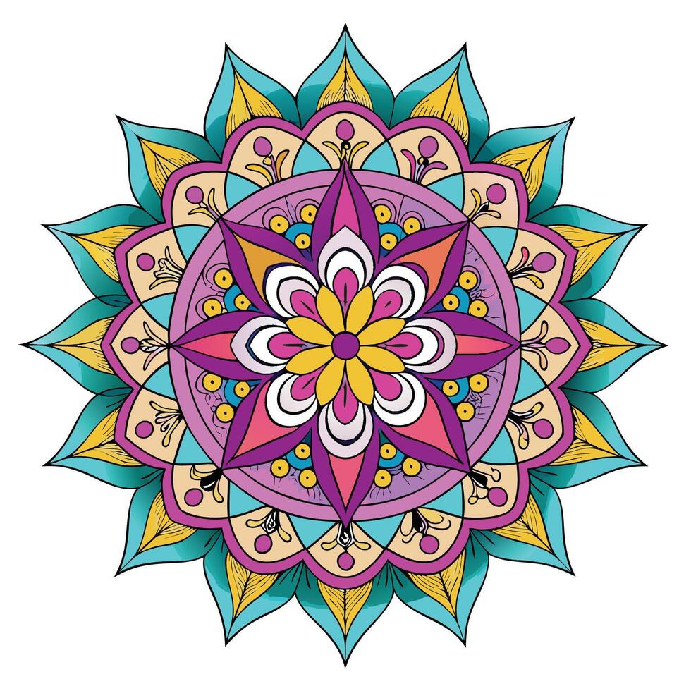 a colorful flower design with a circular center,, vector