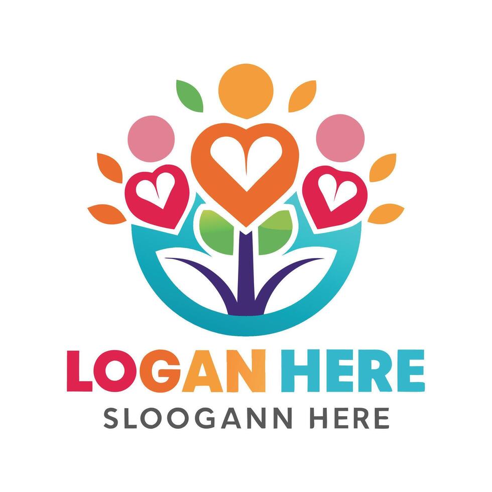 logo design for a family tree with hearts vector