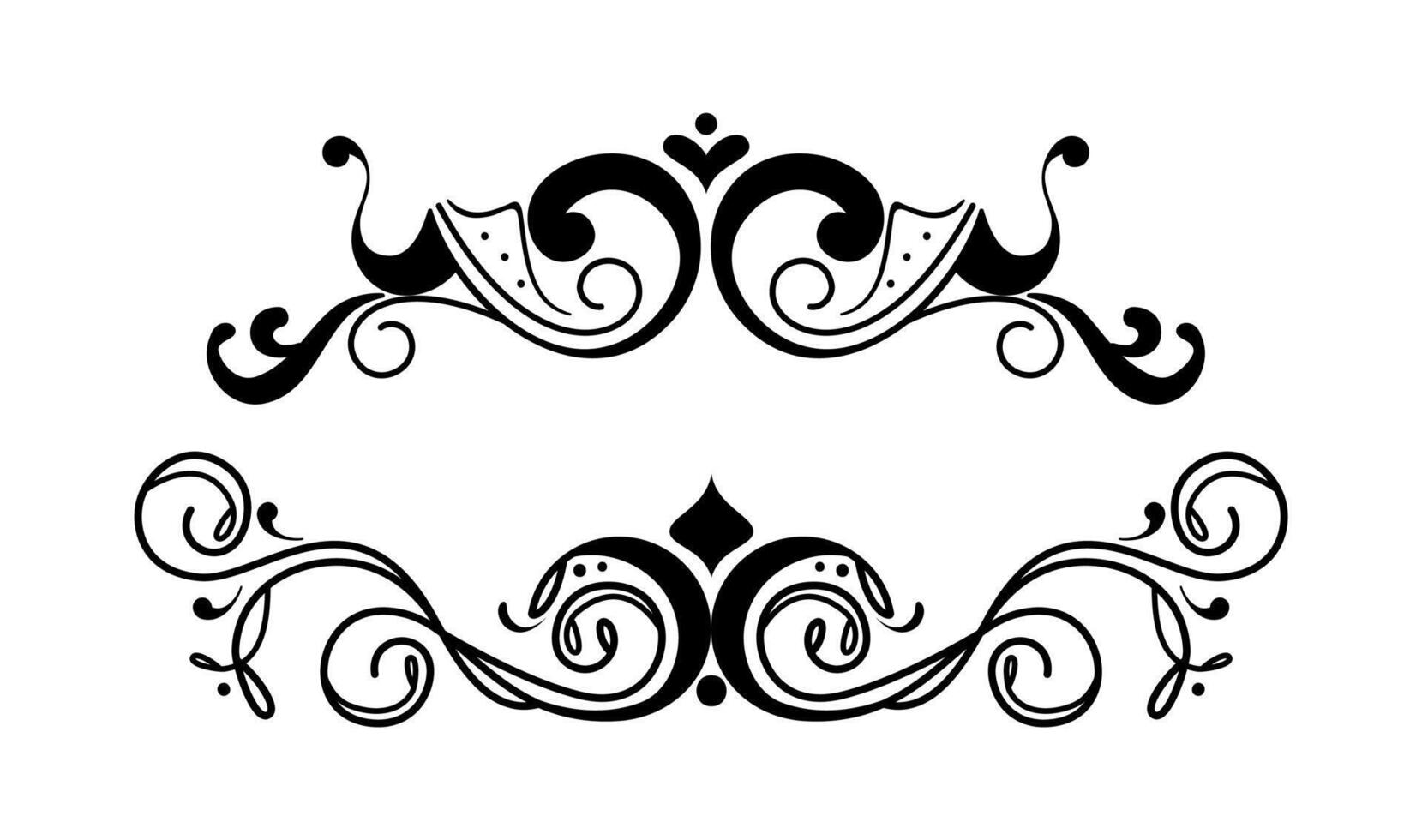 Set of luxury ornaments for label or logo on black colour vector