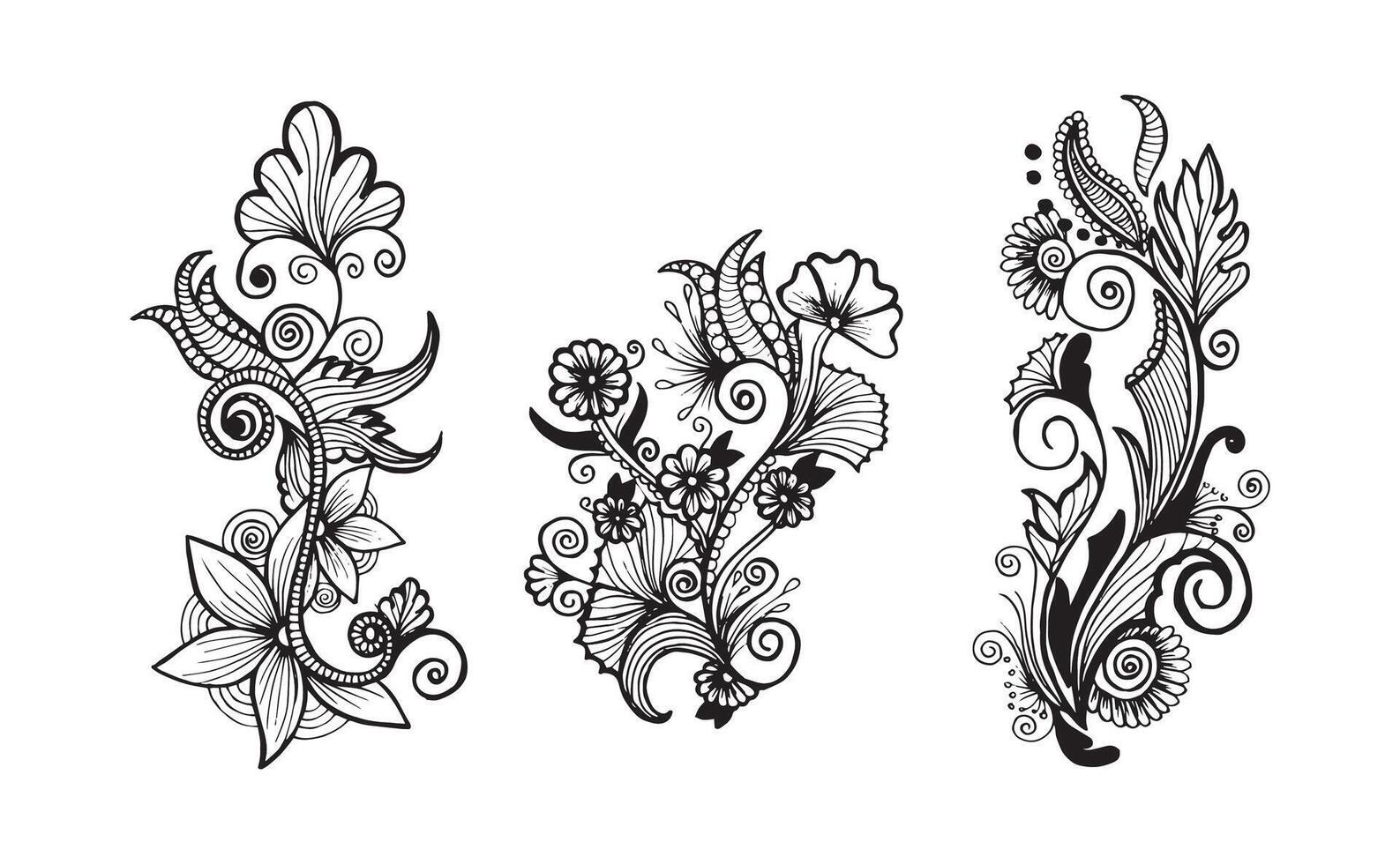 Hand drawn Henna Designs collection art vector
