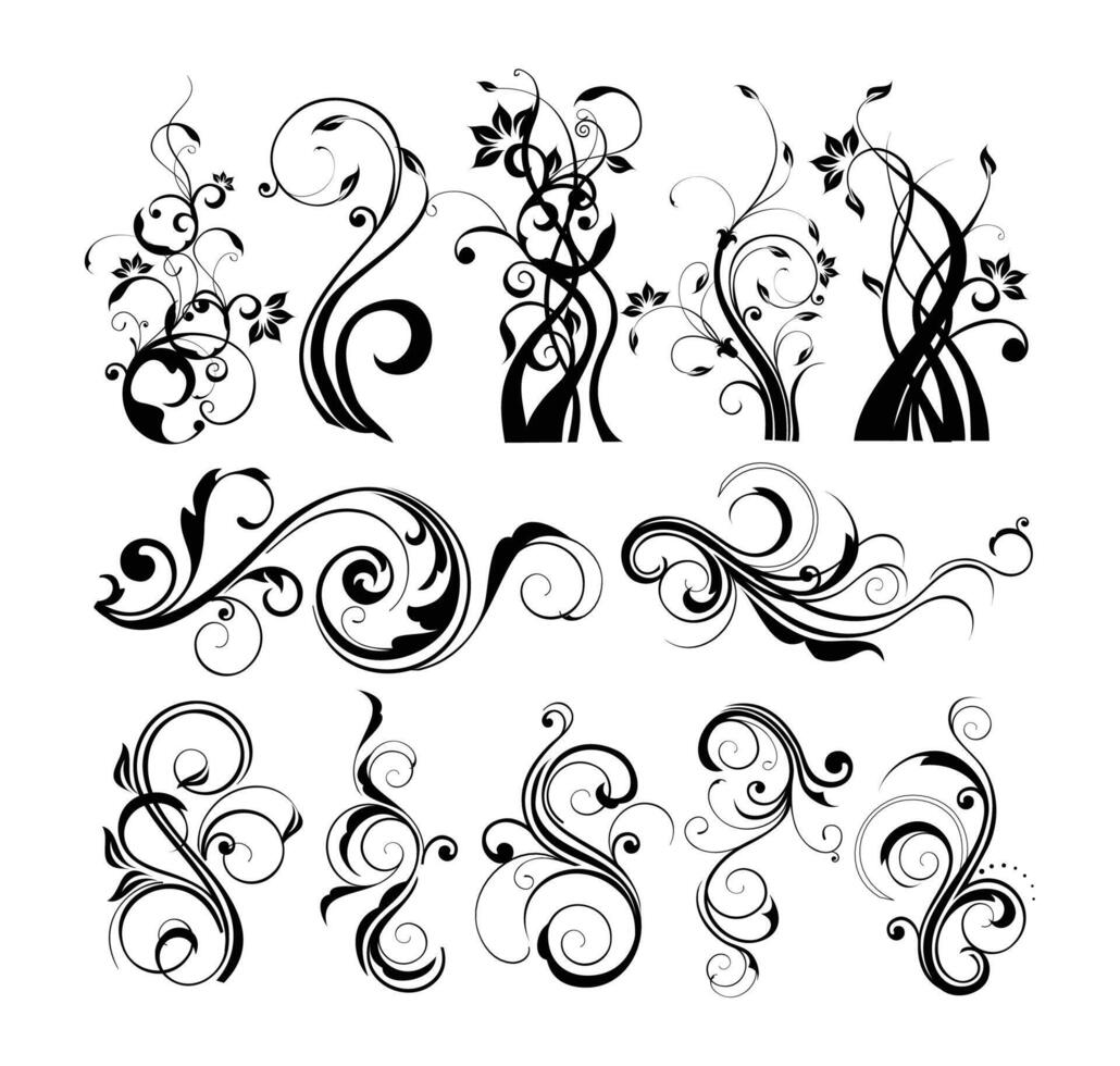 Floral decorative elements vector