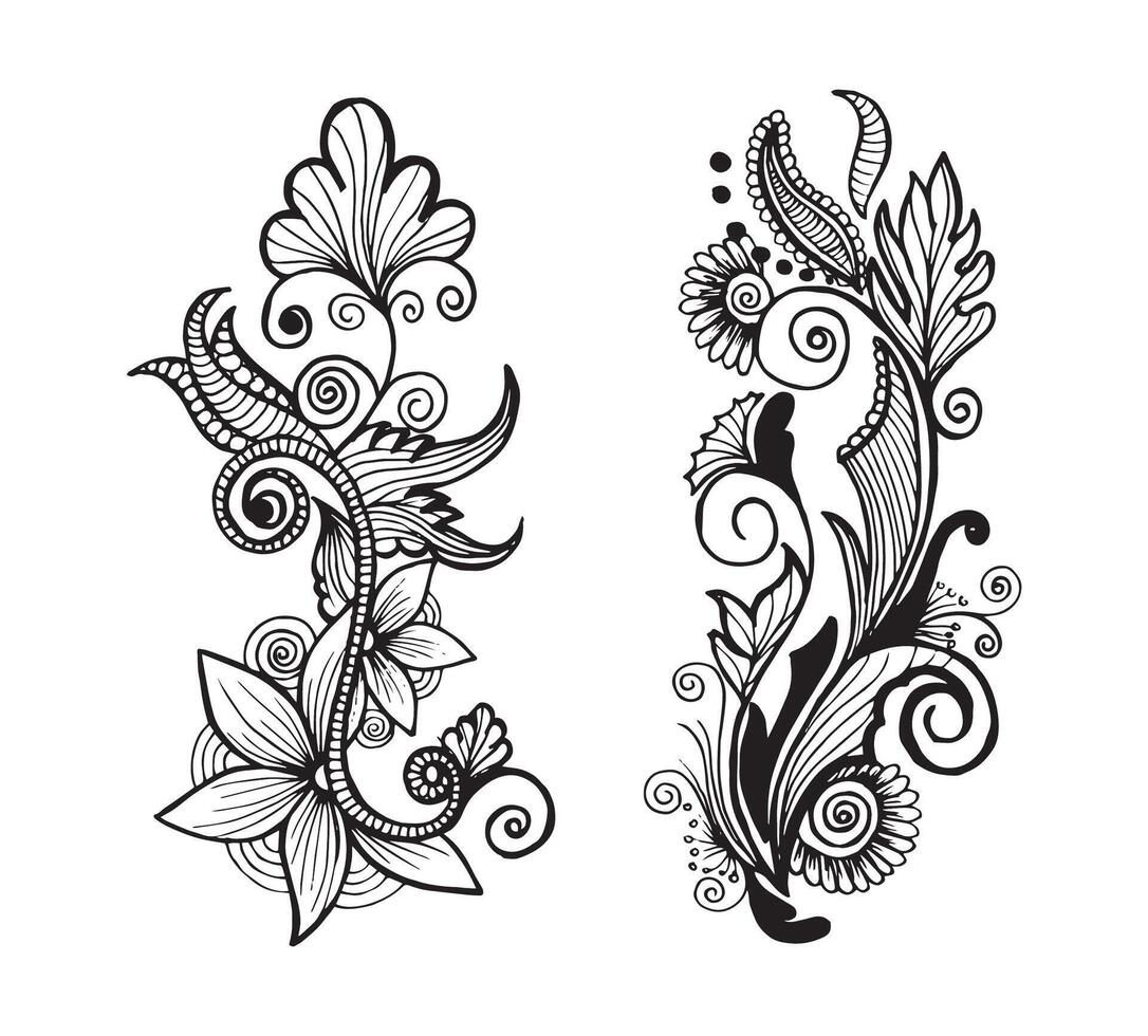 Hand drawn Henna Designs collection vector