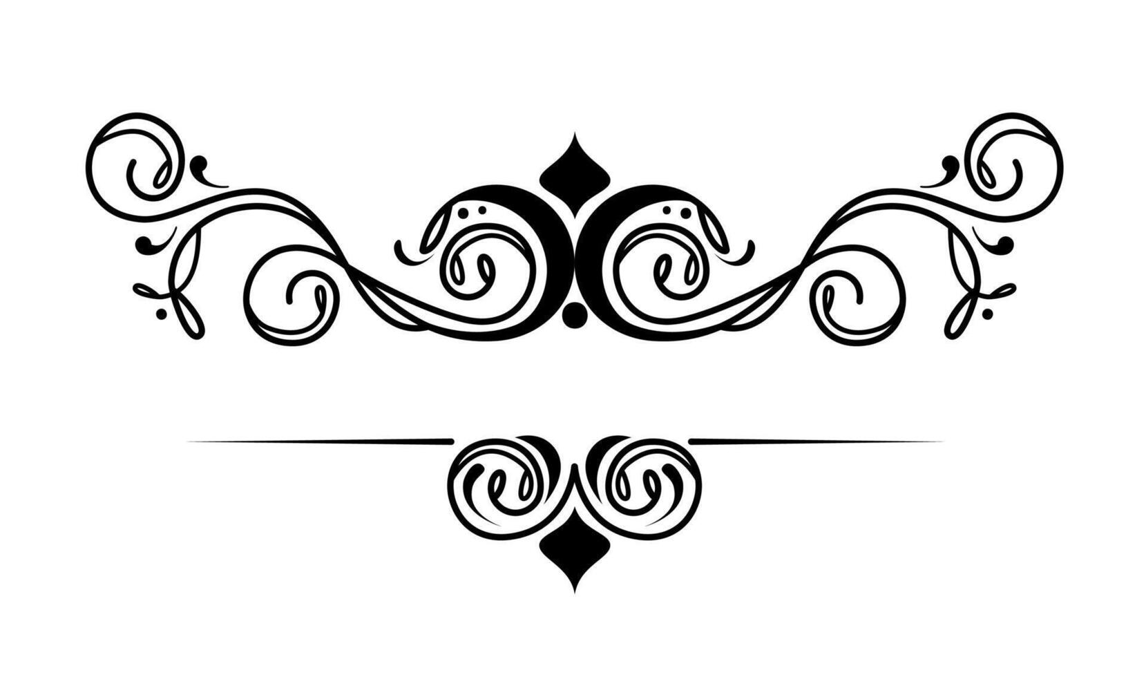 Set of luxury ornaments for label or logo on black and white colour vector