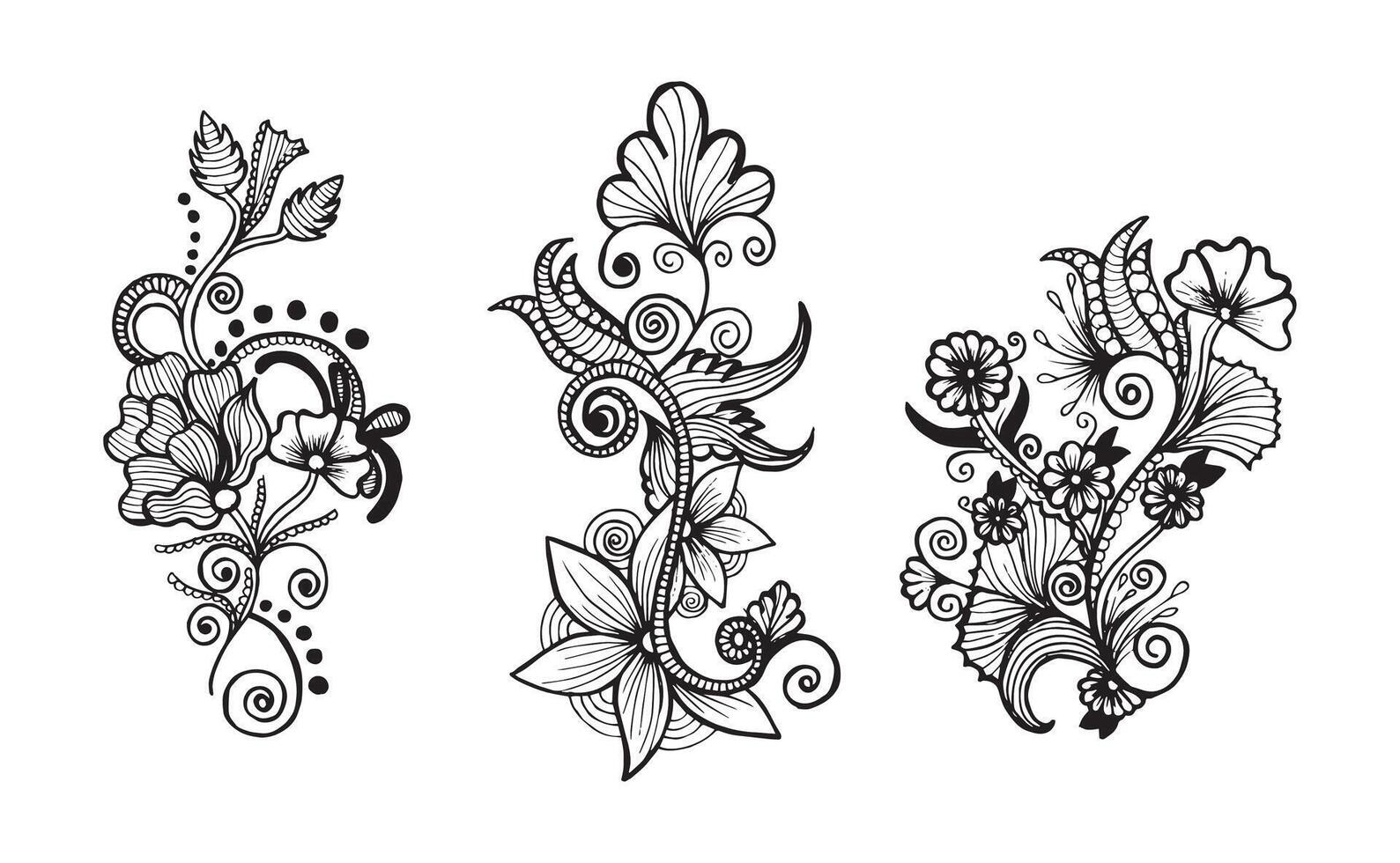 Hand drawn Henna Designs climbers collection vector