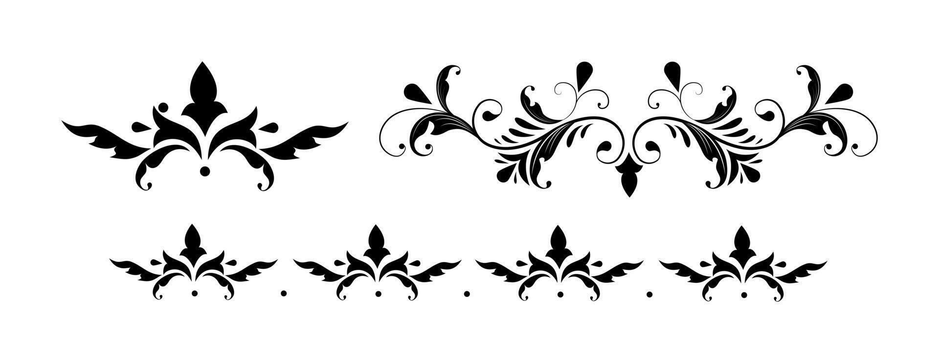 Set of border elements and page decoration elements. Border decoration elements patterns on black and white colour. vector