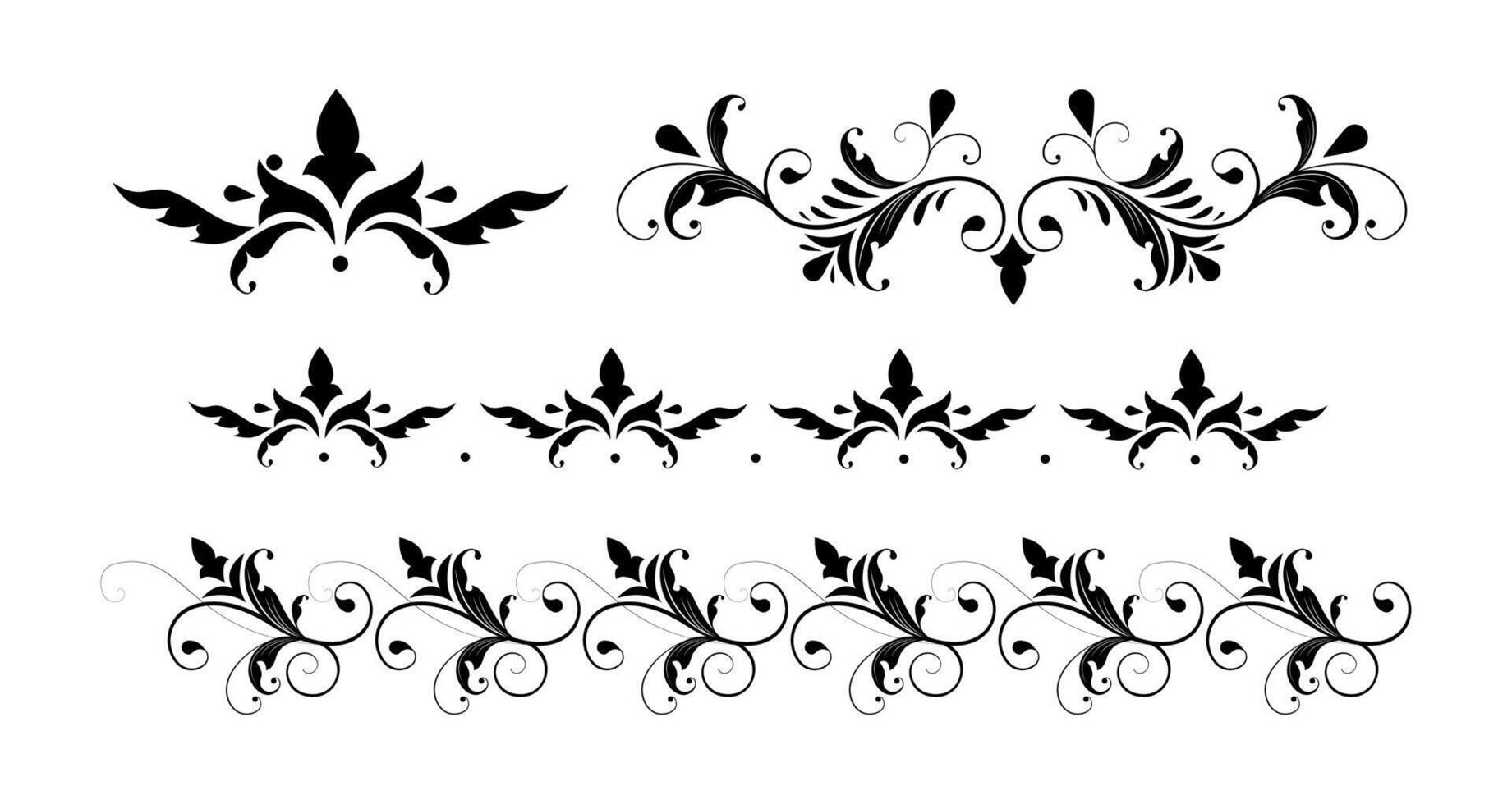 Set of border elements and page decoration elements. Border decoration elements pattern arts. vector