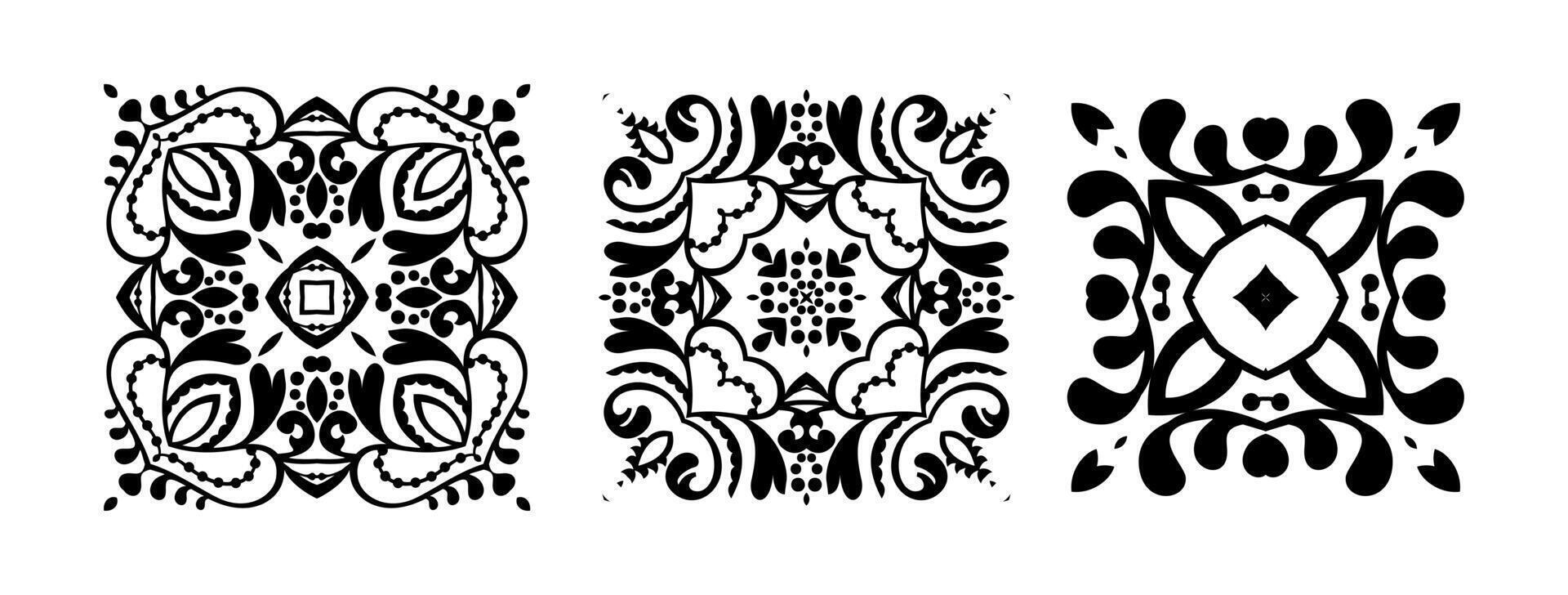 Arabic or indian style square mandala decoration on black colour vector