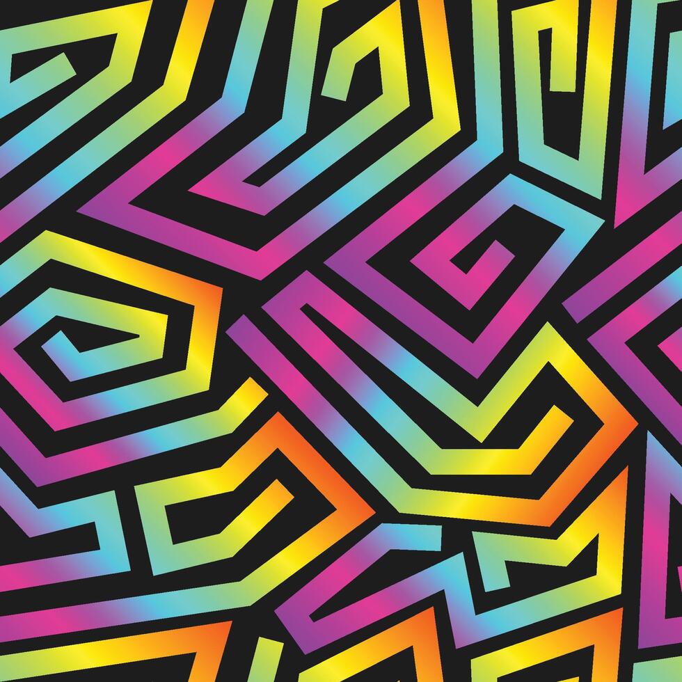 Abstract colorful Lines Pattern gradient Fashion Ornament Psychedelic Stripe seamless pattern background vector