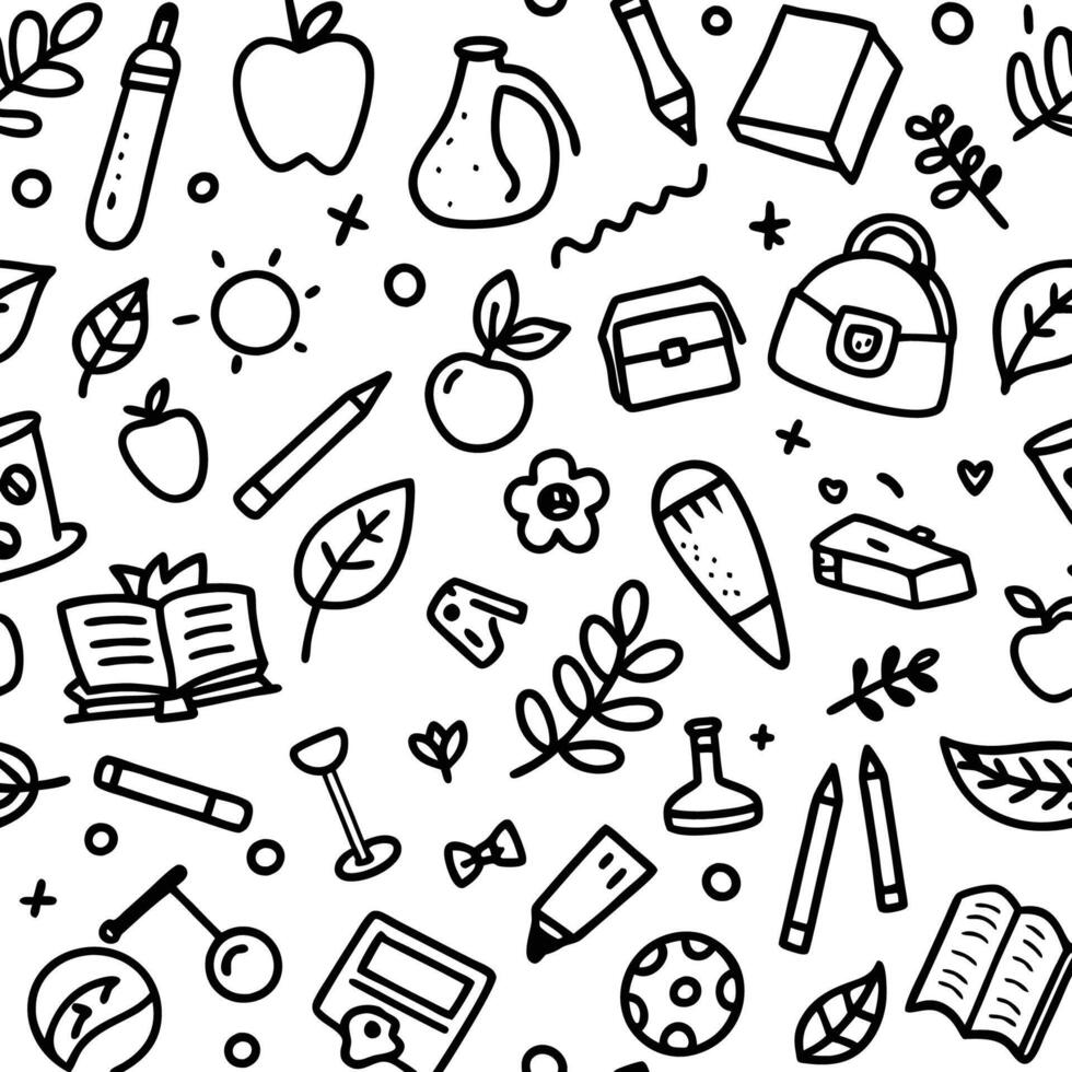 back school seamless pattern with school supplies vector