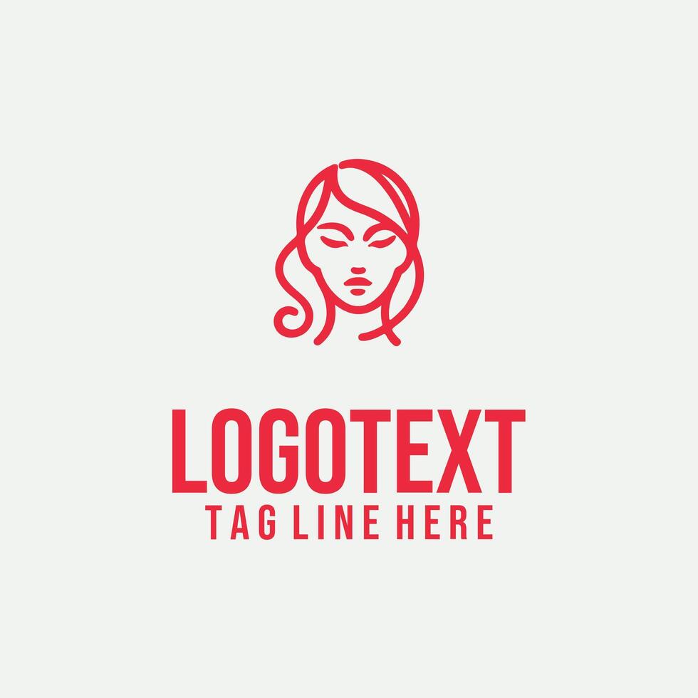 Femme Reflection Lines linear lady face logo vector