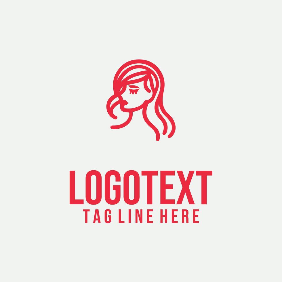 Elegant Line Vision linear lady face logo vector