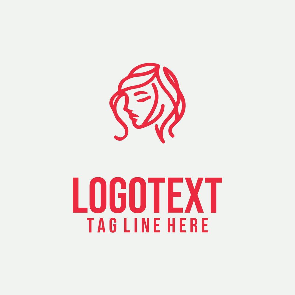 Femme in Lines linear lady face logo vector