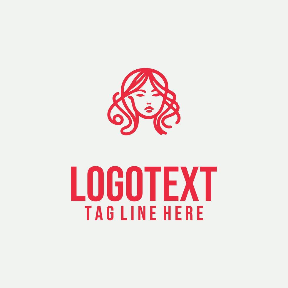 Silhouette Lady Sketch linear lady face logo vector