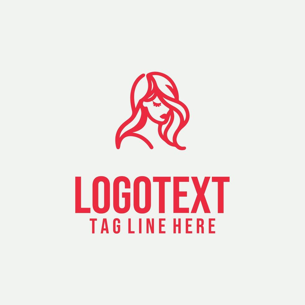 Linear Beauty Stroke linear lady face logo vector