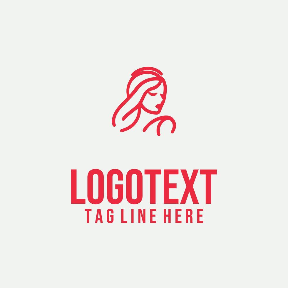 Silhouette Femme Trace linear lady face logo vector