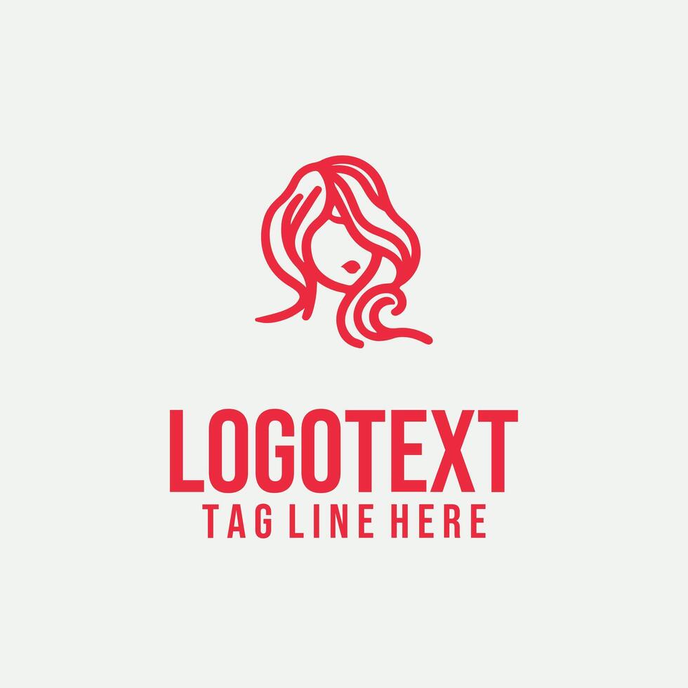 Outline of a Lady linear lady face logo vector