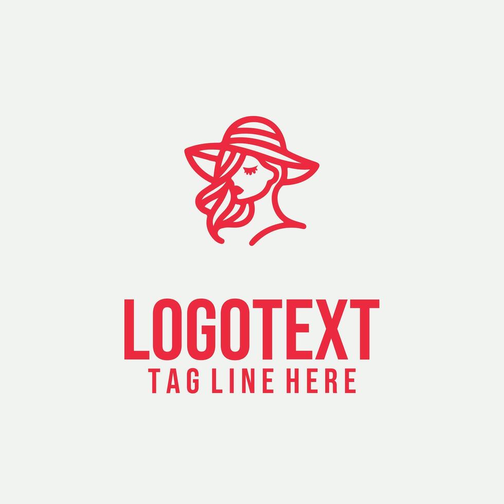 Face of Femininity linear lady face logo vector