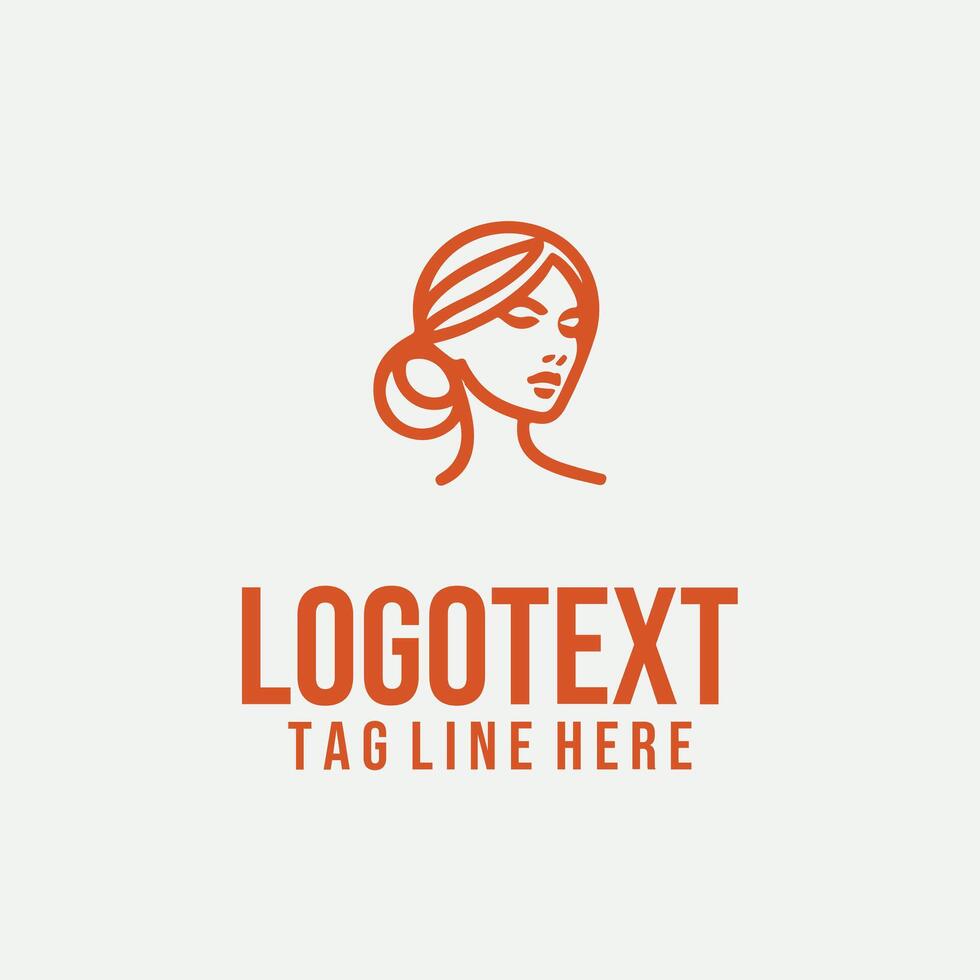 Femme Outline Design linear lady face logo vector