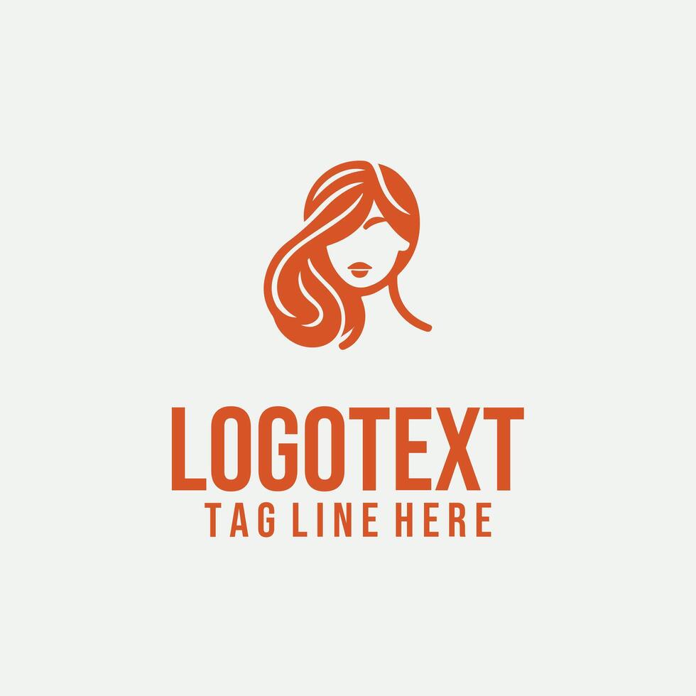 Lady Trace Design linear lady face logo vector
