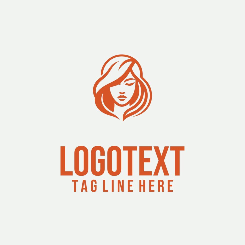 Womans Grace Lines linear lady face logo vector